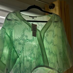 Young Fabulous & Broke Green Embroidered Top